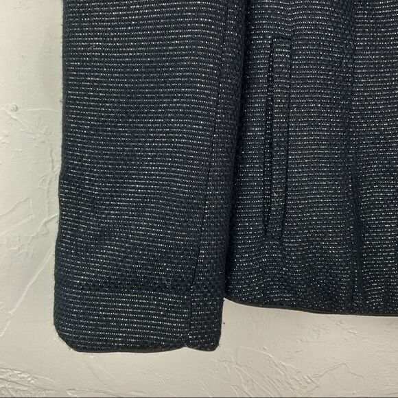 Silence + Noise Black Silver Striped Capped Sleeve Open Front Blazer Jacket XS - Picture 2 of 4